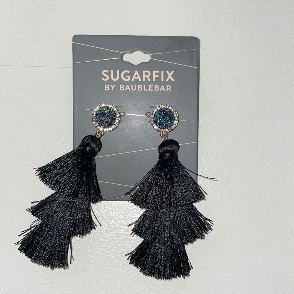 BAUBLEBAR BLACK FRINGE/ TASSLE EARRINGS